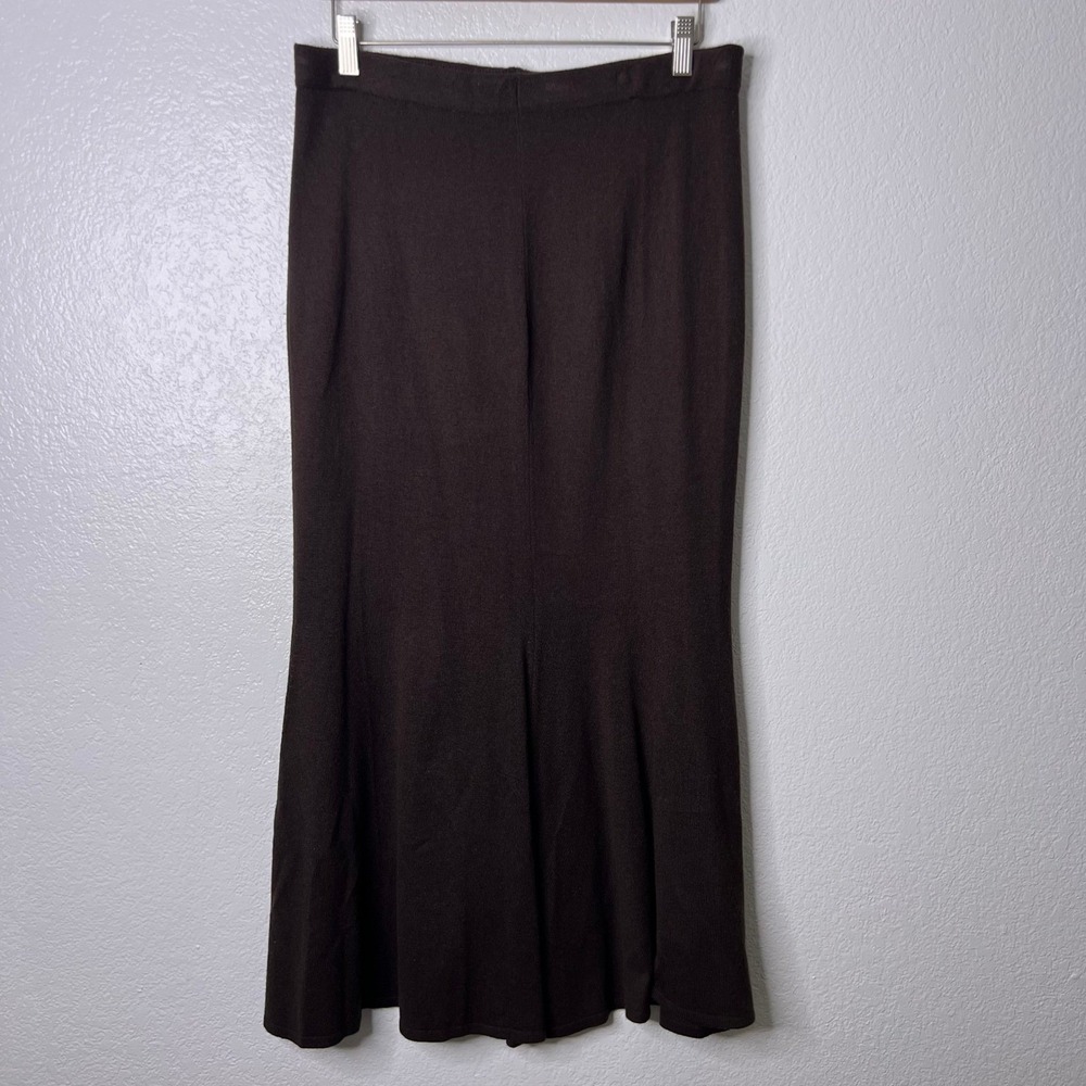 Lauren Ralph Lauren Brown Silk Cashmere Knit Midi Skirt Womens Size Medium NWT - Picture 2 of 7